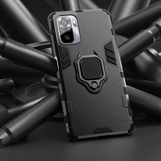 [ FREE SHIPPING] Redmi Note 10 / Note 10s, Armor Shockproof Stand Holder Cover - Black