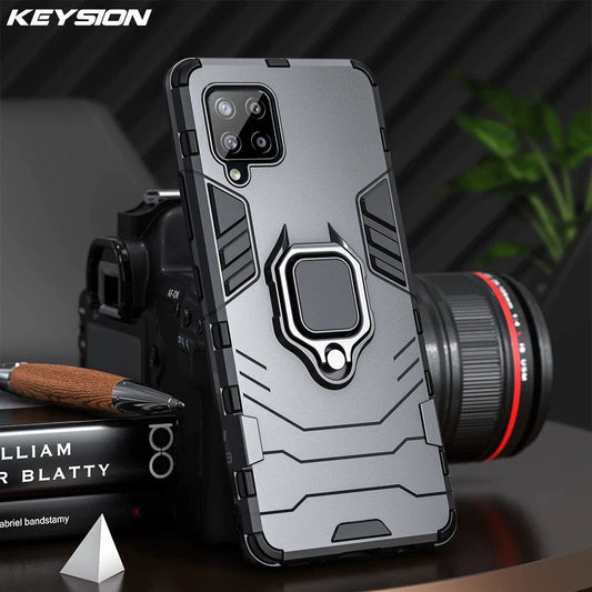 [ FREE SHIPPING] Samsung A22 , Armor Shockproof Stand Holder Cover - Black