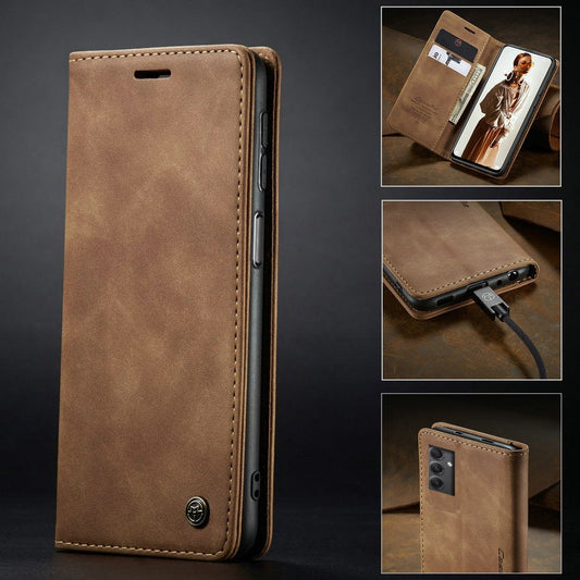 [FREE SHIPPING] CASEME RETRO LEATHER CASE FOR SAMSUNG A34 BOOK STYLE FLIP WALLET MAGNETIC COVER CARD SLOTS CASE FOR SAMSUNG A34