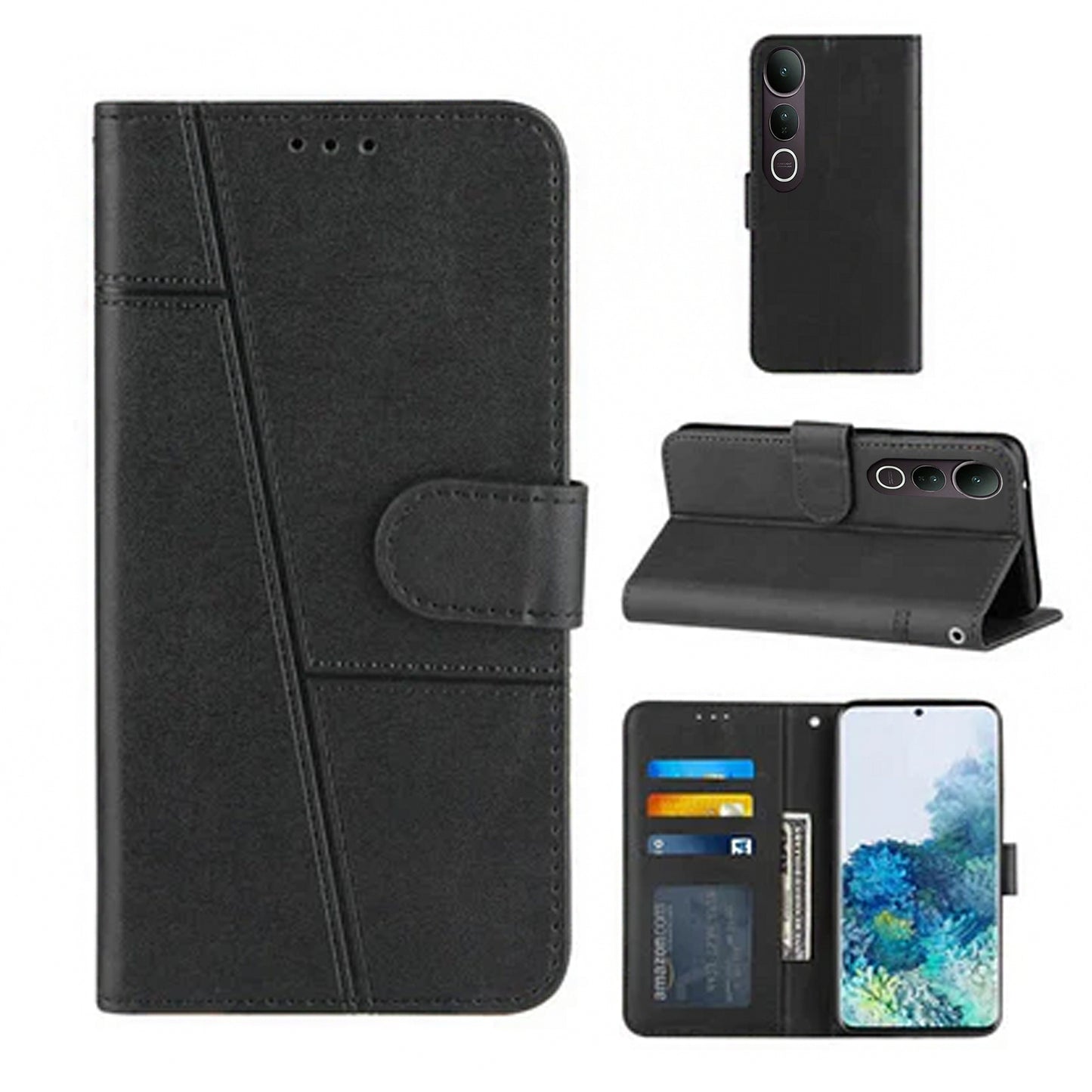 [FREE SHIPPING] BOOKLET FLIP L EATHER CASE FOR VIVO V50 LITE
