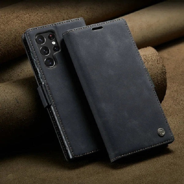 [FREE SHIPPING] CaseMe Retro Leather Case For Samsung S23 Ultra Book Style Flip Wallet Magnetic Cover Card Slots Case For Samsung S23 Ultra