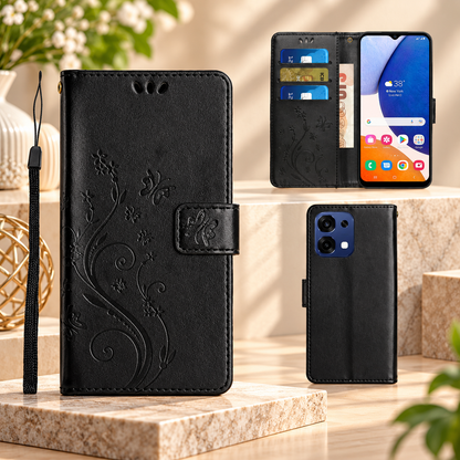 [FREE SHIPPING] BUTTERFLY FLOWER LEATHER FLIP WALLET CASE FOR OPPO A6