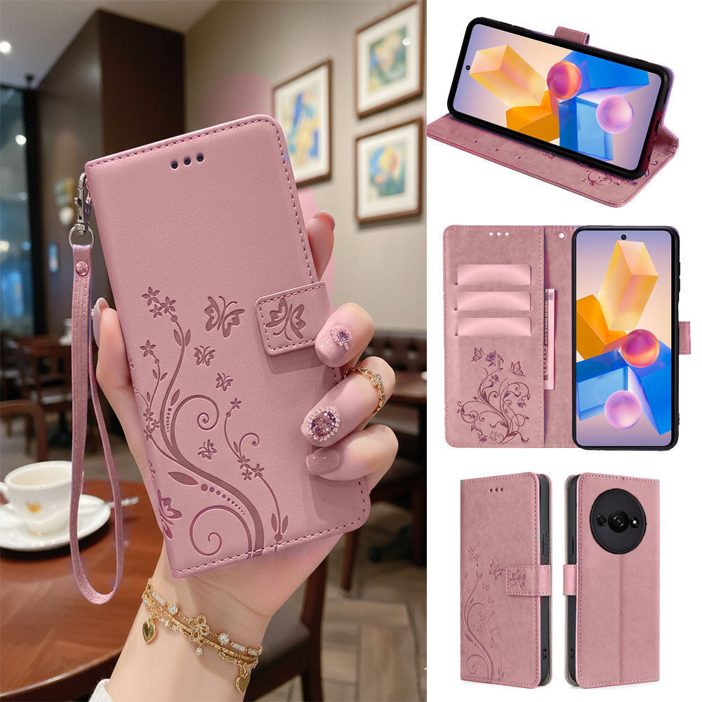 [FREE SHIPPING] BUTTERFLY FLOWER LEATHER FLIP WALLET CASE FOR REDMI A3