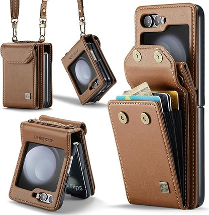 [FREE SHIPPING ]FLIP LEATHER WALLET CASE FOR SAMSUNG Z FLIP 7