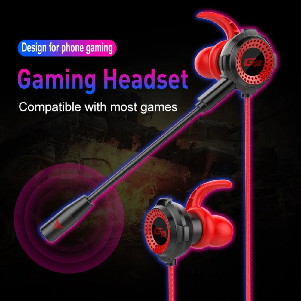 [ FREE SHIPPING] G20 Gaming Earphone Wired Game Earbuds In-ear Headphone 3.5mm for Pubg PS4 Headphone Computer Phone Game Handfree with Mic - Red