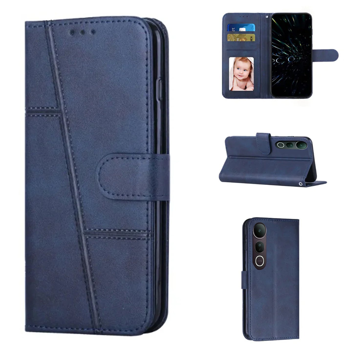 [FREE SHIPPING] BOOKLET FLIP L EATHER CASE FOR VIVO V50 LITE