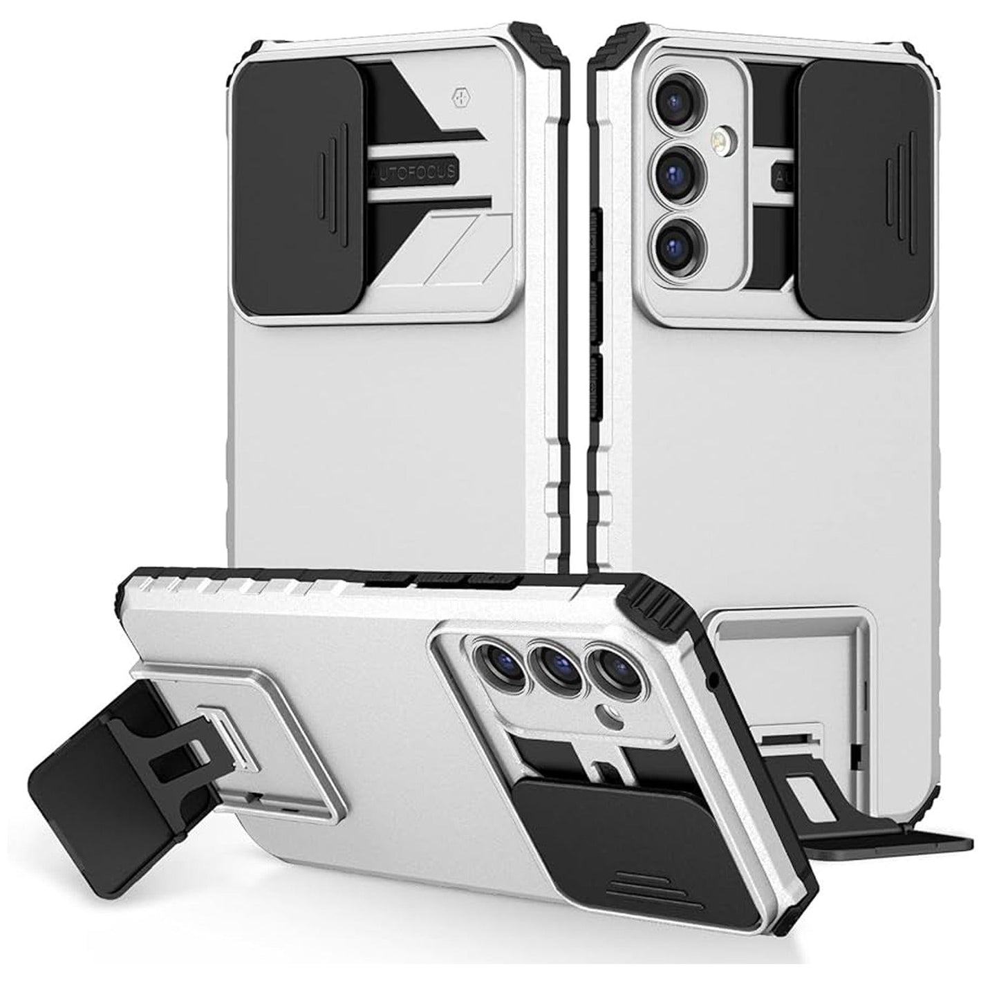 [ FREE SHIPPING] FOR SAMSUNG A34 PHONE CASE HARD SLIDING LENS PROTECT KICKSTAND BACK COVER - BLACK