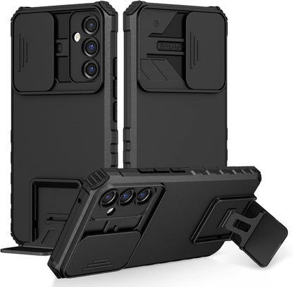 [ FREE SHIPPING] FOR SAMSUNG A34 PHONE CASE HARD SLIDING LENS PROTECT KICKSTAND BACK COVER - BLACK