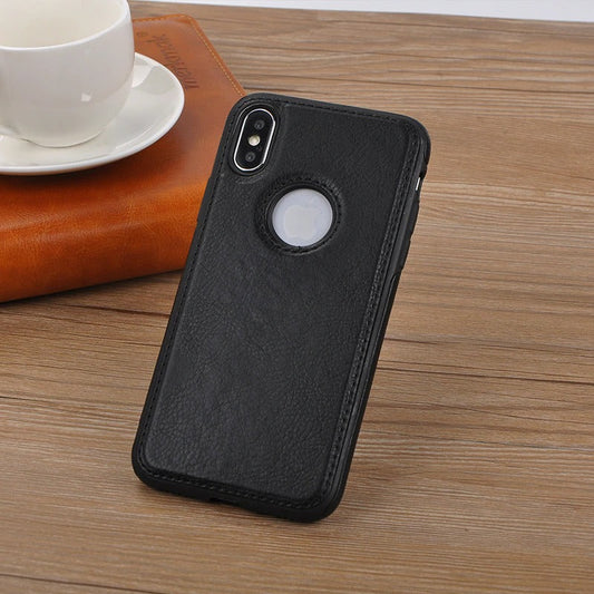 [ FREE SHIPPING] Leather Logo Cut Back Case for Apple iPhone X