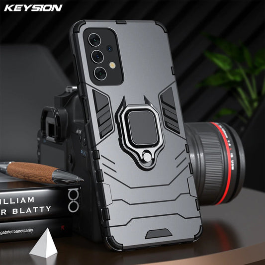 [ FREE SHIPPING] Samsung A23,Armor Shockproof Stand Holder Cover - Black