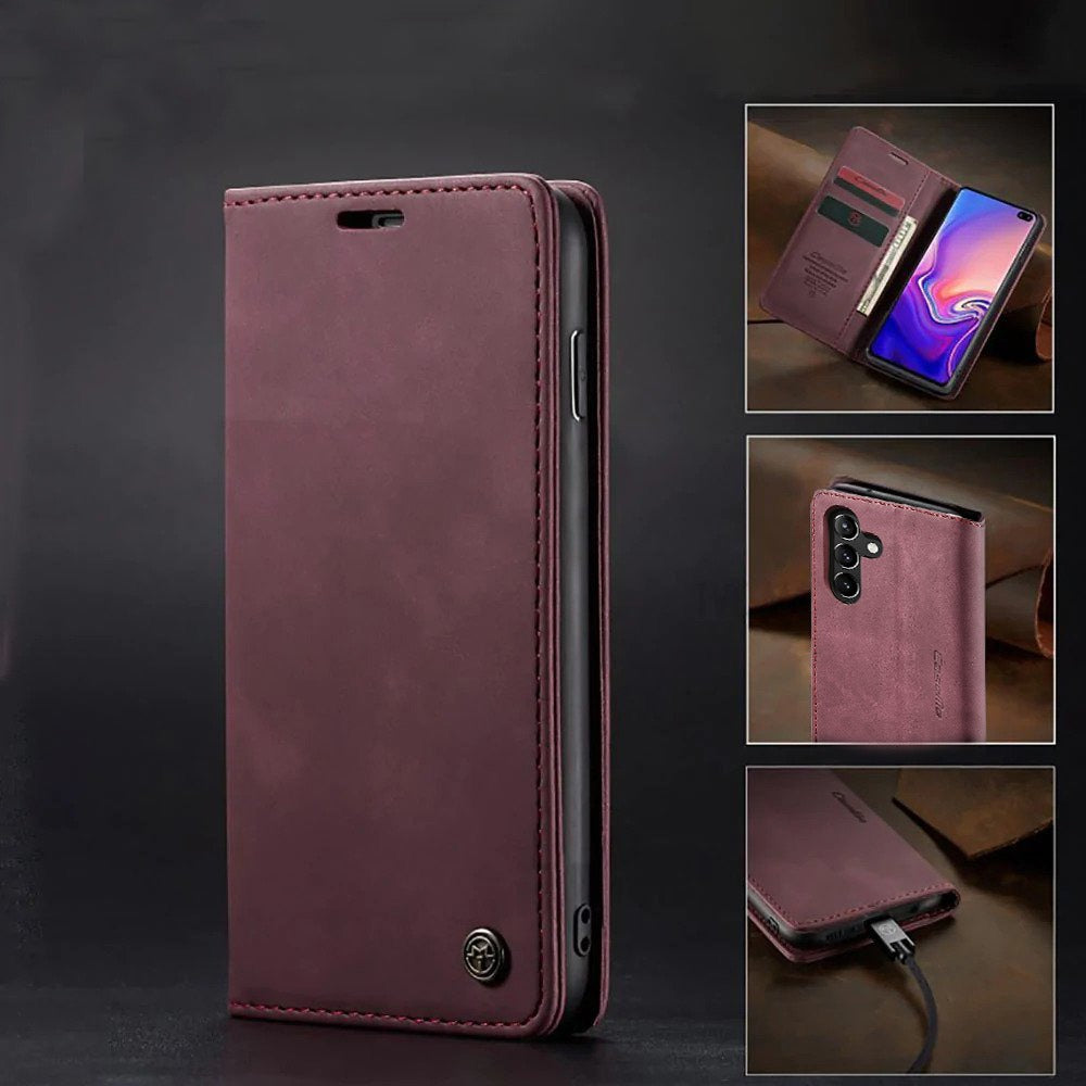 [FREE SHIPPING] CASEME RETRO LEATHER CASE FOR SAMSUNG A54 BOOK STYLE FLIP WALLET MAGNETIC COVER CARD SLOTS CASE FOR SAMSUNG A54