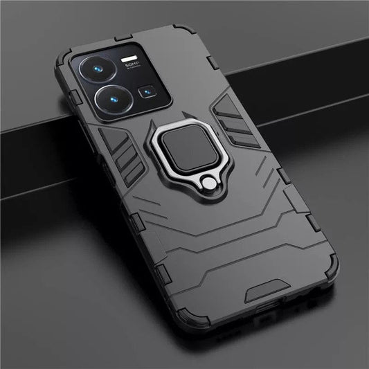[FREE SHIPPING] Armor Shockproof (With Ring Holder) Full Protection Case For Vivo Y35 - Black