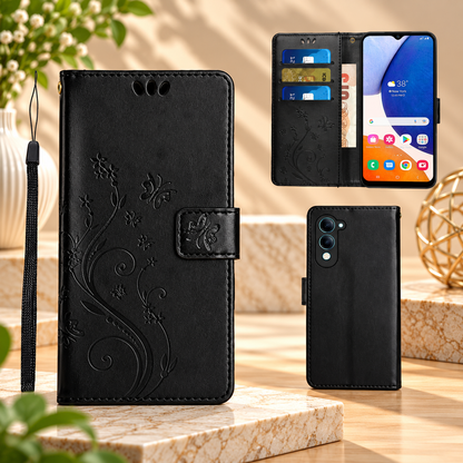 [FREE SHIPPING] BUTTERFLY FLOWER LEATHER FLIP WALLET CASE FOR VIVO Y04