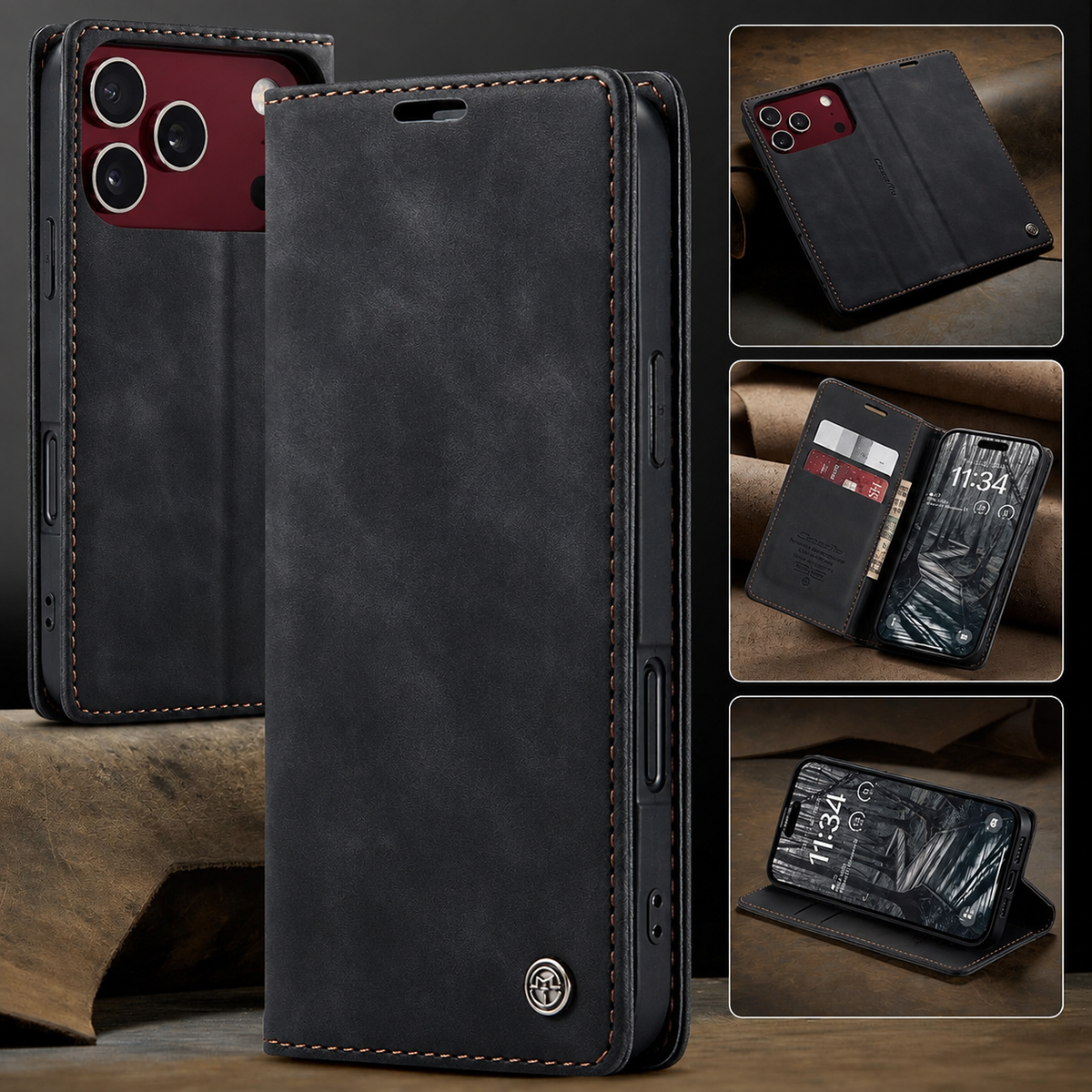 [FREE SHIPPING] CASEME RETRO FLIP LEATHER CASE FOR IPHONE 18 PRO MAX
