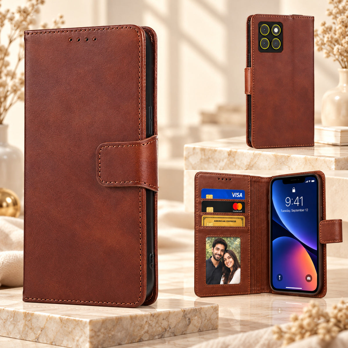 [FREE SHIPPING] LEATHER FLIP CASE FOR MOTOROLA MOTO EDGE 70 FUSION
