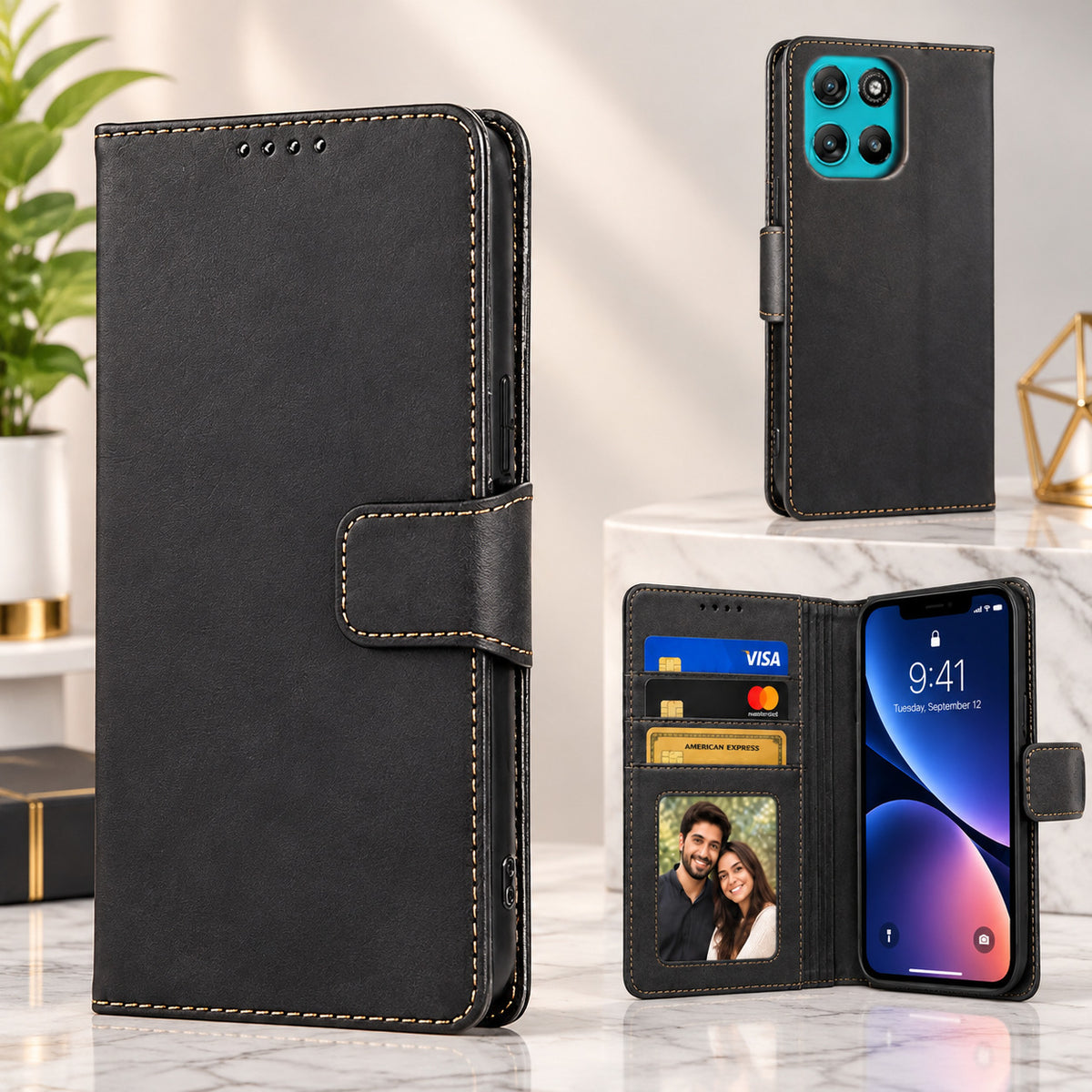[FREE SHIPPING] LEATHER FLIP CASE FOR MOTOROLA MOTO G57 POWER/ G67 POWER / G100/ G100S