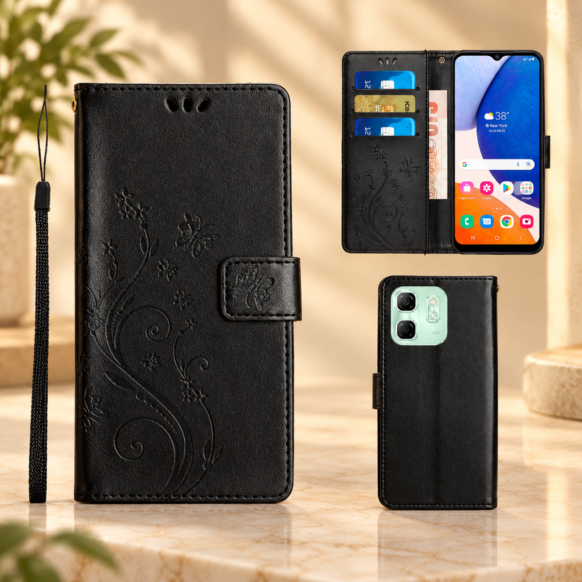 [FREE SHIPPING] BUTTERFLY FLOWER LEATHER FLIP WALLET CASE FOR INFINIX HOT 50i
