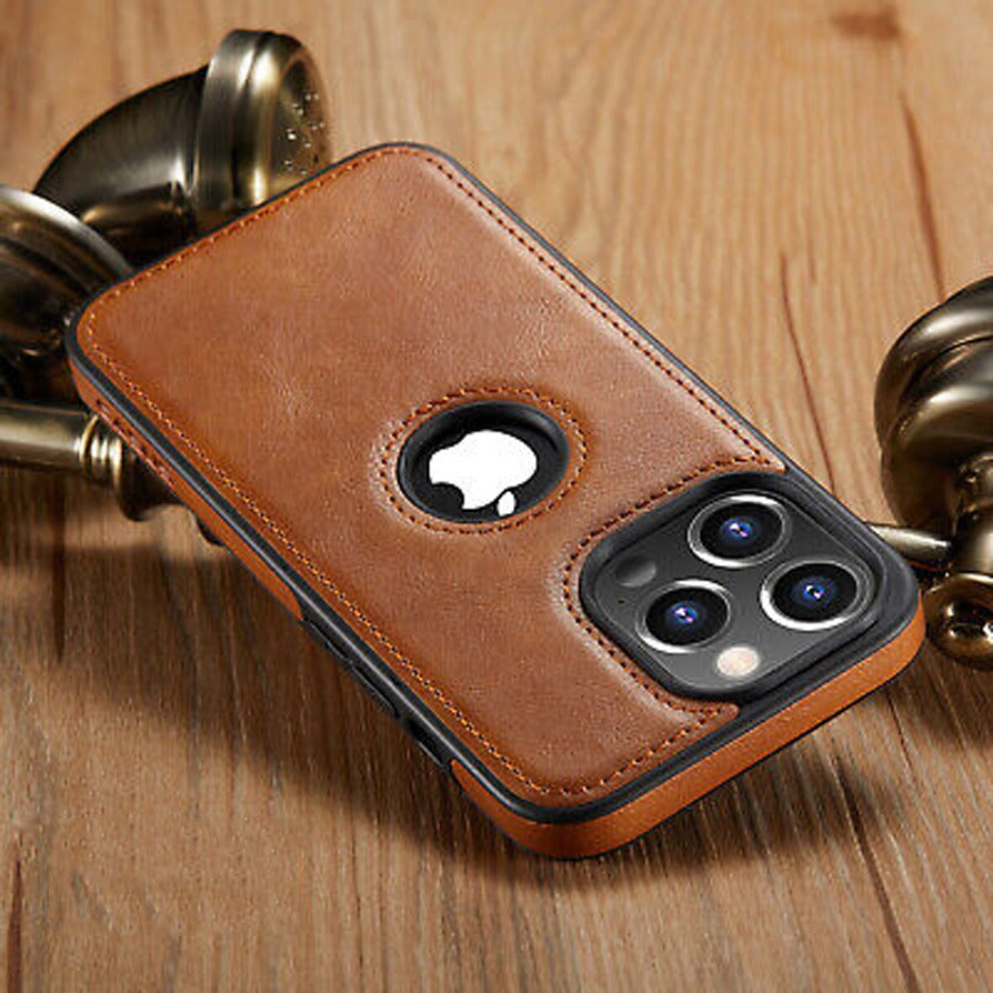 [ FREE SHIPPING] Leather Logo Cut Back Case For  Iphone 16 Pro Max