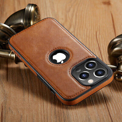 [ FREE SHIPPING] Leather Logo Cut Back Case For  Iphone 16 Pro Max
