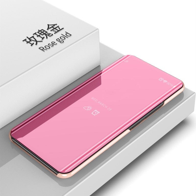 [FREE SHIPPING] Mirror Flip Sensor Case For Samsung J4 2018 - Rose Gold